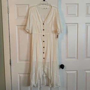 Justfab cream dress, size 1x NWT
